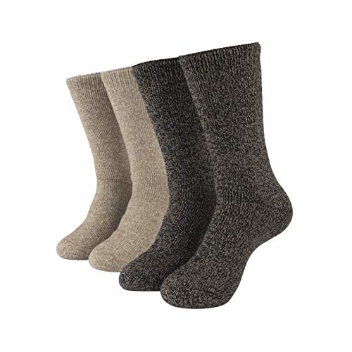 Hot Feet Thermal Crew Socks, Men's Sock Size 6 - 12.5 (Oatmeal / Brown)(2 - Pack)