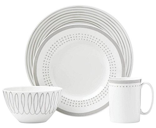 Kate Spade New York Charlotte Street East Grey 4pc Place Setting, White