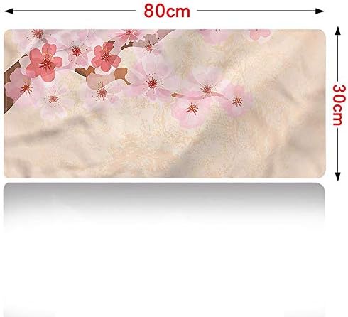Japanese Large Mouse Pad Pink Cherry Blossoms Large Desk Pad (31×12in)