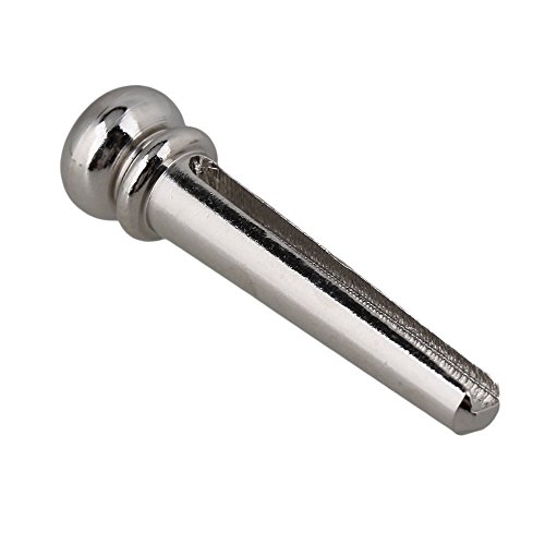 6 Pieces Guitar Bridge Pins, Brass Pin Acoustic Guitar Strings Nail Pegs Fixed Cone, Replacement Parts for Acoustic Folk Guitar (Silver) - Thumbnail 4