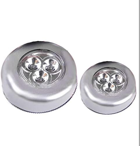 LED Touch Night Light coersd 3 LED Wall Light Kitchen Cabinet Closet Lighting Sticker Tap Touch Lamp (Silver)