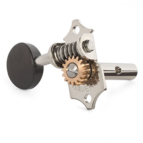 Waverly Guitar Tuners with Ebony Knobs for Slotted Pegheads, Nickel, 3L/3R