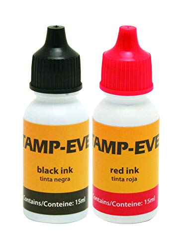 Stamp-Ever Two Color Pad/Refill Ink, Pads Measure 2-3/8 x 4 Inches Each, Two 15ml Bottles of Refill Ink, Black/Red (6193)
