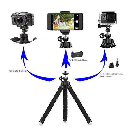 Phone-Tripod-Sellemer-Flexible-and-Adjustable-Tripod-Bluetooth-Camera-Remote-for-iPhone-X-8-7-Plus-6S-6-5s-5-SE-Galaxy-S8-S7-S6-Edge-and-Gopro-Hero-Akaso-EK7000-Action-Camera-tripod
