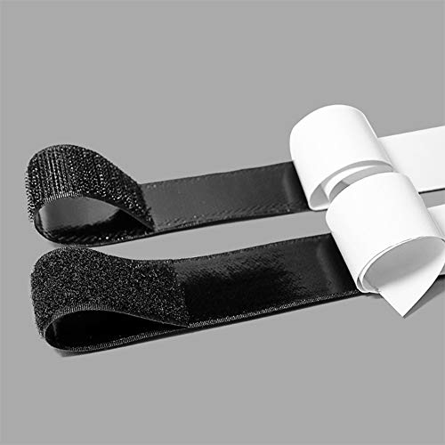 LLPT Hook and Loop Tape Color Black 1 Inch x 23 Feet Heavy Duty Adhesive Hook Loop Strip Mounting Tape for Indoor and Outdoor (HTB130)