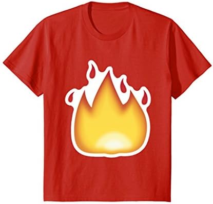 Kids Fire Emoji T-Shirt It's Lit Burning Hot Flame Flaming 8 Red