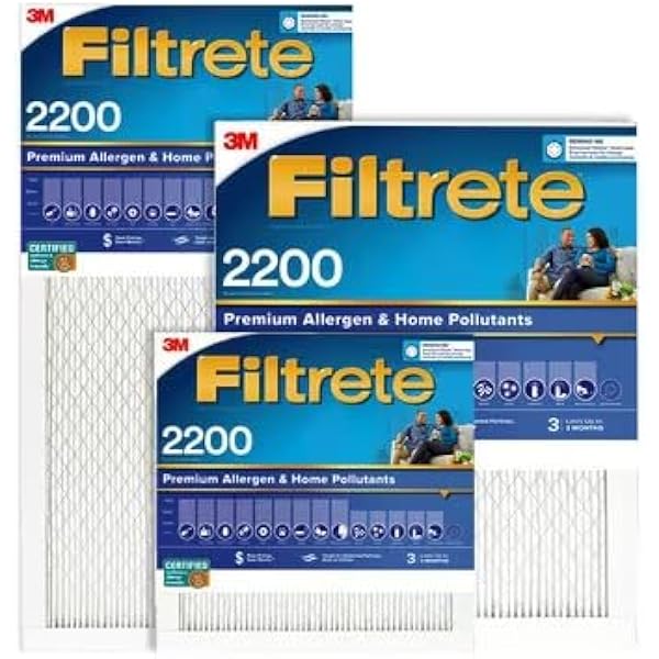 Filtrete MPR 2200 16 x 20 x 1 Healthy Living Elite Allergen Reduction HVAC  Air Filter, Delivers Cleaner Air Throughout Your Home, 3-Pack - Amazon.com