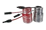 TEMCo 1 Pair 50 ft MC4 Solar Panel Extension Black + Red Connector Male Female 10 AWG Gauge PV Cable Wire