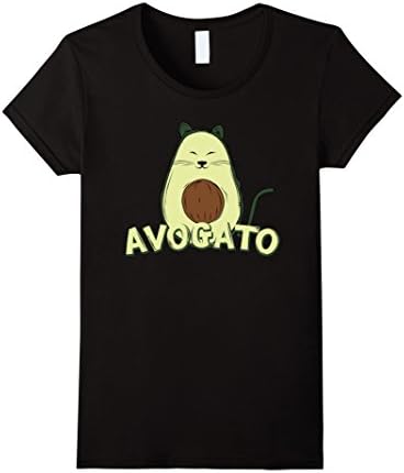 Womens Avogato Cat and Avocado Funny Shirt Small Black