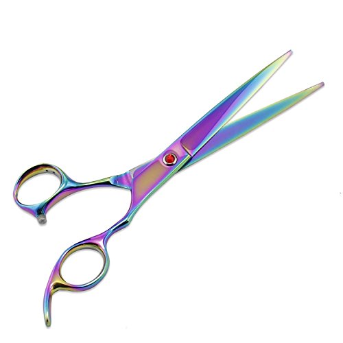 WINGONEER Pets Grooming Scissors Professional Dog Hair Cutting Scissors 7 inch Colorful 4 Piece with a Protection Case