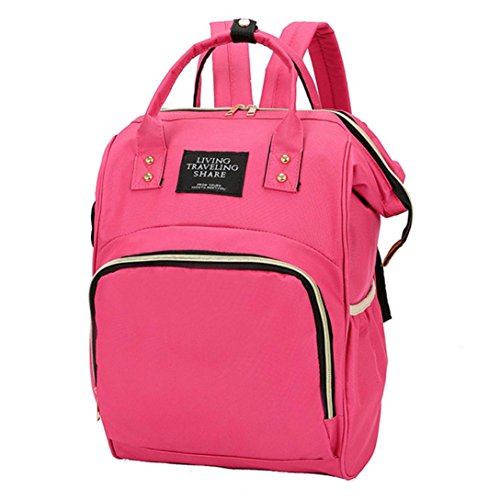 Diaper Bag Backpack Women Large Capacity School Bags Laptop Travel Nappy Bags (Hot Pink)