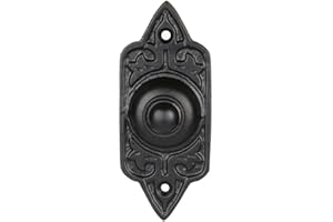 STALLION HARDWARE Wired Doorbell Chime Push Button Vintage Decorative Push Doorbell with Easy Installation (1, Black Powder Coat)