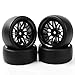 SOUFORCE 1:10 Scale RC Model Drift Wheels and Tires, 12mm Hex Plastic Wheel Rim and Tire Set for On Road Racing Car, 4 Pack Black