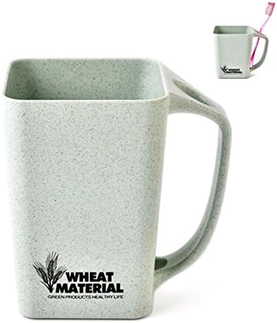 Toothbrush Cup With Toothbrush Stand Holder-Tumbler Cup For Bathroom Eco-Friendly Healthy Biodegradable Wheat Fiber Material Mug (Green)