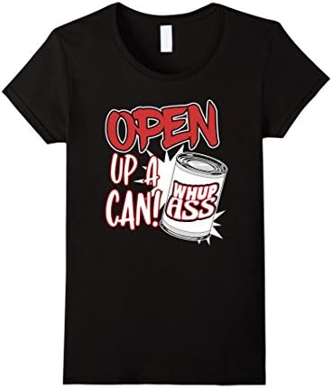 Womens Open up a Can T-Shirt Small Black