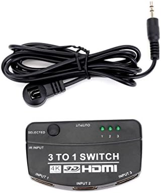 READO 3 Port HDMI Switch 3 In 1 Out HDMI Switcher with Remote Control Support 4Kx2K 3D 1080P for HDTV, Xbox, PS3, PS4, Blue-Ray DVD Player
