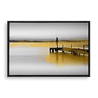 Framed Canvas Wall Art Black and White Scenery Canvas Prints Home Artwork Decoration for Living Room,Bedroom - 16x24 inches