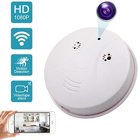 DareTang Updated WiFi Smoke Detector Hidden Camera,1080P Indoor Wireless Control Real Time View Spy Nanny Cam for Baby Pet with Night Vision,Motion Detected Home Office Security Surveillance Recorder