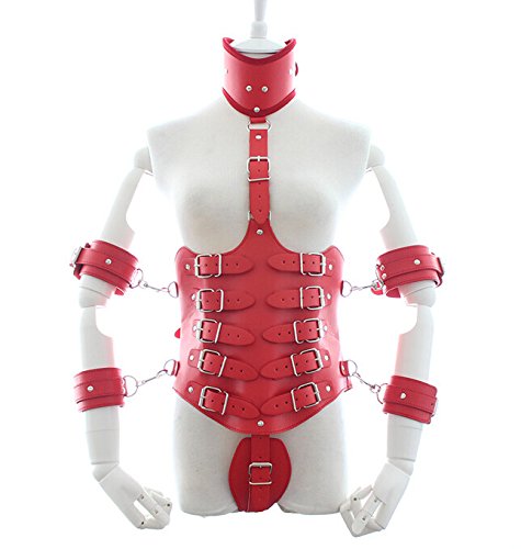 Sex red Leather Flirting Female Bondage Bandage Restraint Set Queen Dress clothing wear