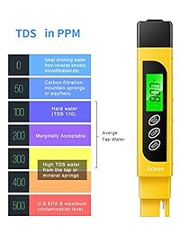 Govee - Medidor de TDS 3 en 1 con pantalla retroiluminada, TDS, EC y temperatura entre 0 9999 ppm, probador de agua portátil con ATC para agua potable, acuarios, kit de prueba de agua