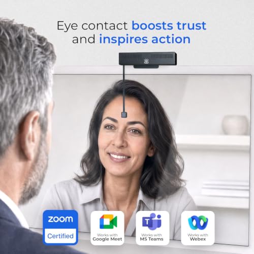 iContact Camera Pro 4K HD Webcam, Eye Contact Camera, Zoom Certified | Noise Cancelling Mic, Plug and Play USB for Mac & PC, Works with Zoom, Teams, Meet, and Video Calls