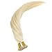 Youngsee 20Inch 100% Real Hair Extensions I Tip Remy Human Hair #60 White Blonde Fusion Keratin I-Tip Extensions Human Hair 50Strands 50g/pack