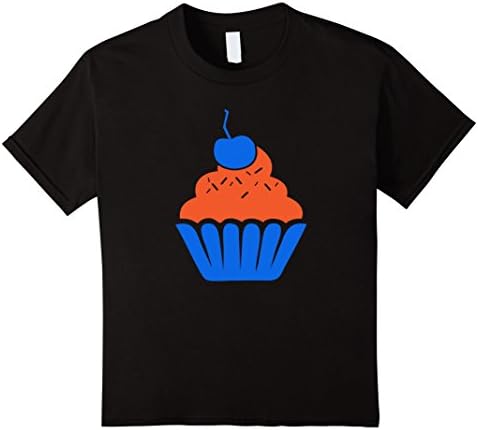 Kids  Cupcake Tshirt - Orange and Blue KD Shirt 12 Black