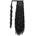 AISI BEAUTY Long Ponytail Extensions for Black Women Synthetic 22 inch Curly Wrap Around Black Ponytail Corn Wave Ponytail Hairpiece Magic Paste Black Ponytail(color:1B#)