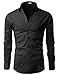 H2H Mens Wrinkle Free Slim Fit Dress Shirts with Solid Long Sleeve BLACK (US S, Asia M) (JASK14)