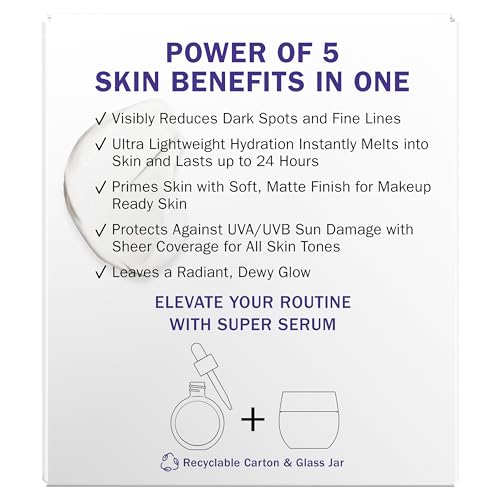 OLAY SUPER CREAM WITH SUNSCREEN SPF 30, LIGHTWEIGHT FACE MOISTURIZER WITH SUN PROTECTION, 5-IN-1 SKIN CARE BENEFITS – HYDRATING, BRIGHTENING, FIRMING – NIACINAMIDE, VITAMIN C, COLLAGEN PEPTIDE, 1.7 OZ