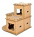 Petique Feline Fortress Cat House: Eco-Friendly, Cat-Shaped Entrances, Fish-Shaped Handles, 7 Reversible Scratchboards, Lightweight, Easy Assembly, Sustainable, Compostable, Supports UP to 30LBS