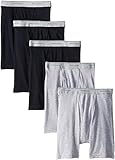 Fruit of the Loom Men's 5Pack Black Grey Boxer Briefs 100% Cotton Underwear 3XL