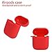 Tutor ll037 AirPods Silicone Case Shock Proof Protecitive Cover and Anti-Lost Strap and Headphone Case for Apple AirPods (Red)