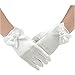 Deceny CB Short Flower Girls Gloves for Wedding Satin Gloves for Girls Princess Gloves (White)