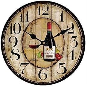 Toright Decro Home Round Wall Clock Red Wine Bottle Pattern-16