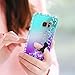 LeYi Galaxy S7 Edge Case (Not Fit S7) with 3D Pet Screen Protector [2 Pack] for Girls Women, Glitter Bling Shiny Diamond Liquid Clear TPU Protective Phone Case for Samsung Galaxy S7 Edge Teal/Purple