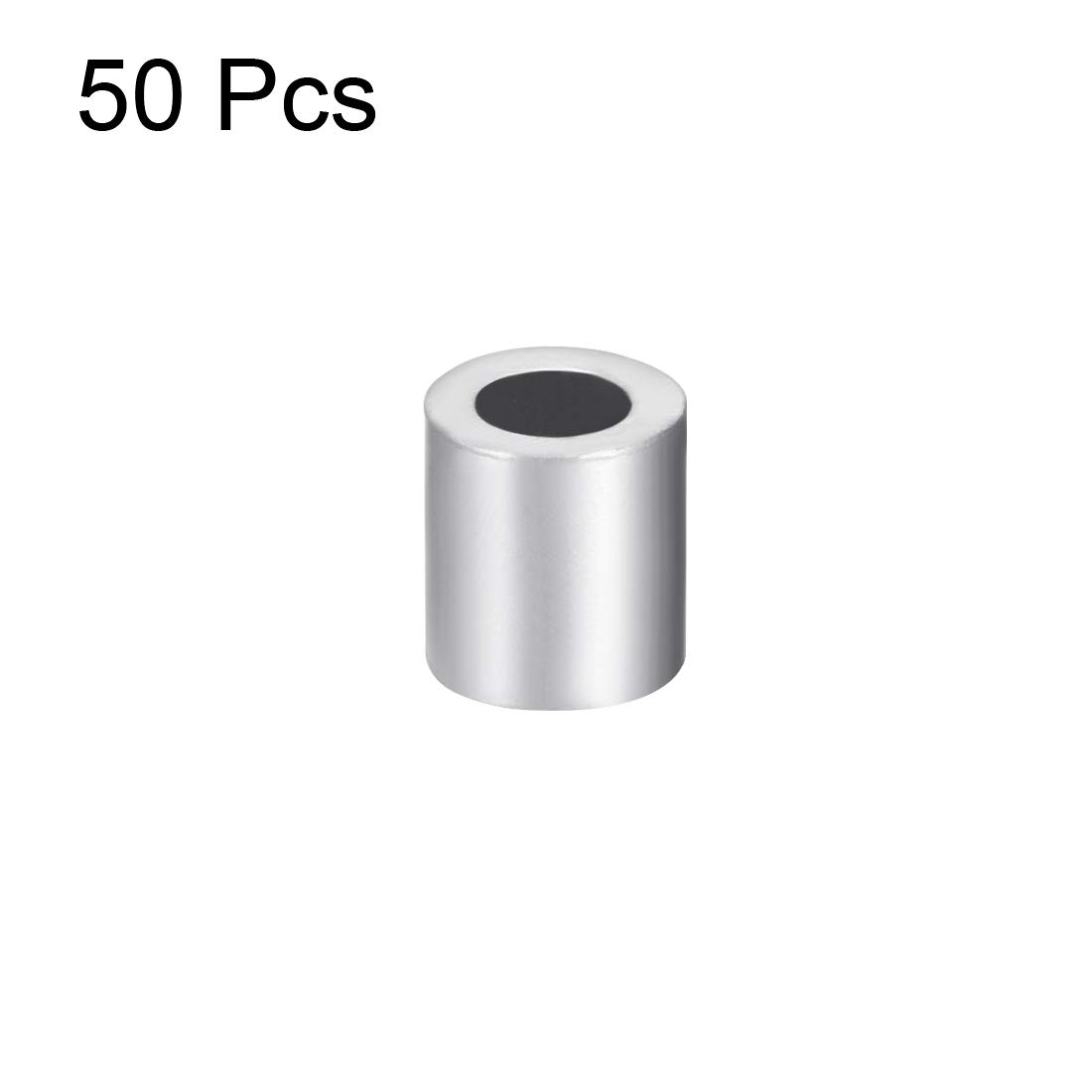 sourcing map Aluminum Wire Rope Stop Sleeve Round Cable Ferrule Loop for 5/32" Wire Rope Pack of 50, M4 - Image 4