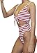 Farktop Womens Swimsuits Sexy Thong Bandeau Bikini High Waisted One Piece Bathing Suit Monokini Red/White Medium