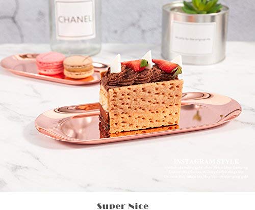 Stainless Steel Jewelry Trays, 9 and 7 Inch Rose Gold Tray for Grids Rings Earrings, Serving Platter, Elegant Home Decorative - Thumbnail 6