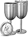 Gourmia GGS9350 Stainless Steel Wine Glasses, 2 Pack With Clear Plastic Lids – 15oz Portable, Insulated Cups for Travel and Outdoor Use - Keeps Drink Hot or Cold, Non-Skid Rubber Feet