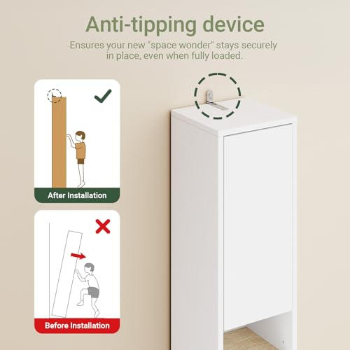 SoBuy Muebles para Baño, Organizador de Baño Estrecho, Mueble Esquinero para Baño, Armario de Almacenamiento Baño, Armario Alto con Cajón y Estantes Ajustables, de 180cm(Natural BZR34-WN)