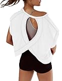 Kumufenc Women Short Sleeve Workout Shirts Open