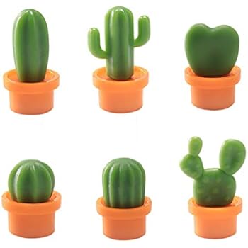 FAERIE Cactus Refrigerator Stickers Green Plant Magnetic Buckle Magnetic Stickers 6 PC (Orange)