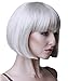 Short Bob Wig Silver Grey Hair Wigs with Bangs Cute Straight Synthetic Wig Natural As Real Hair with Wig Cap BU027S