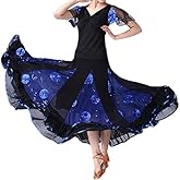 CISMARK Elegant Ballroom Dancing Latin Dance Party Long Swing Race Skirt