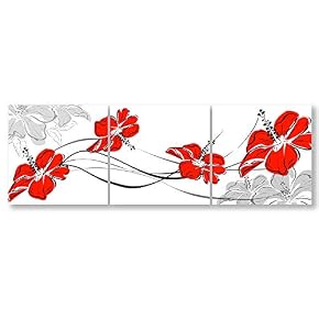 Wall26-3 Panel Canvas Wall Art- Elegant Flowers-Giclee Painting...