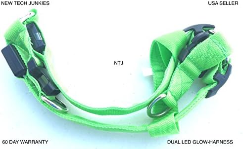New Tech Junkies LED PET Glow Harness Dog Cat Night Safety Lead Adjustable Flash Light Up