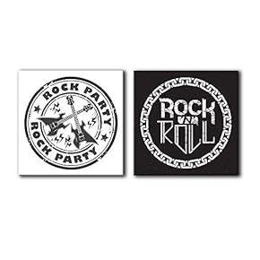 Canvas Wall Art Rock & Roll Theme Print Gallery Wrap Modern Home Decoration Ready to Hang - 12"x12" x 2 Panels