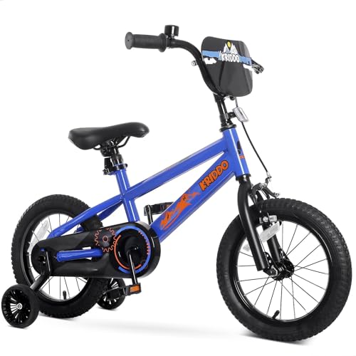 KRIDDO 14-16 Inch Kids Bike for Ages 3–8, Boys and Girls Bicycle with Removable Training Wheels, Bicycle for Kids with Hand Brake & Coaster Brake, Adjustable Height, DIY Name Plate