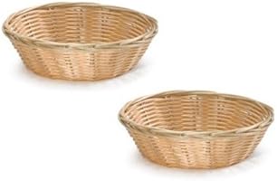 8-Inch Round Woven Bread Roll Baskets, Food Serving Baskets, Basket, Restaurant Quality, Polypropylene Material - Set of 2